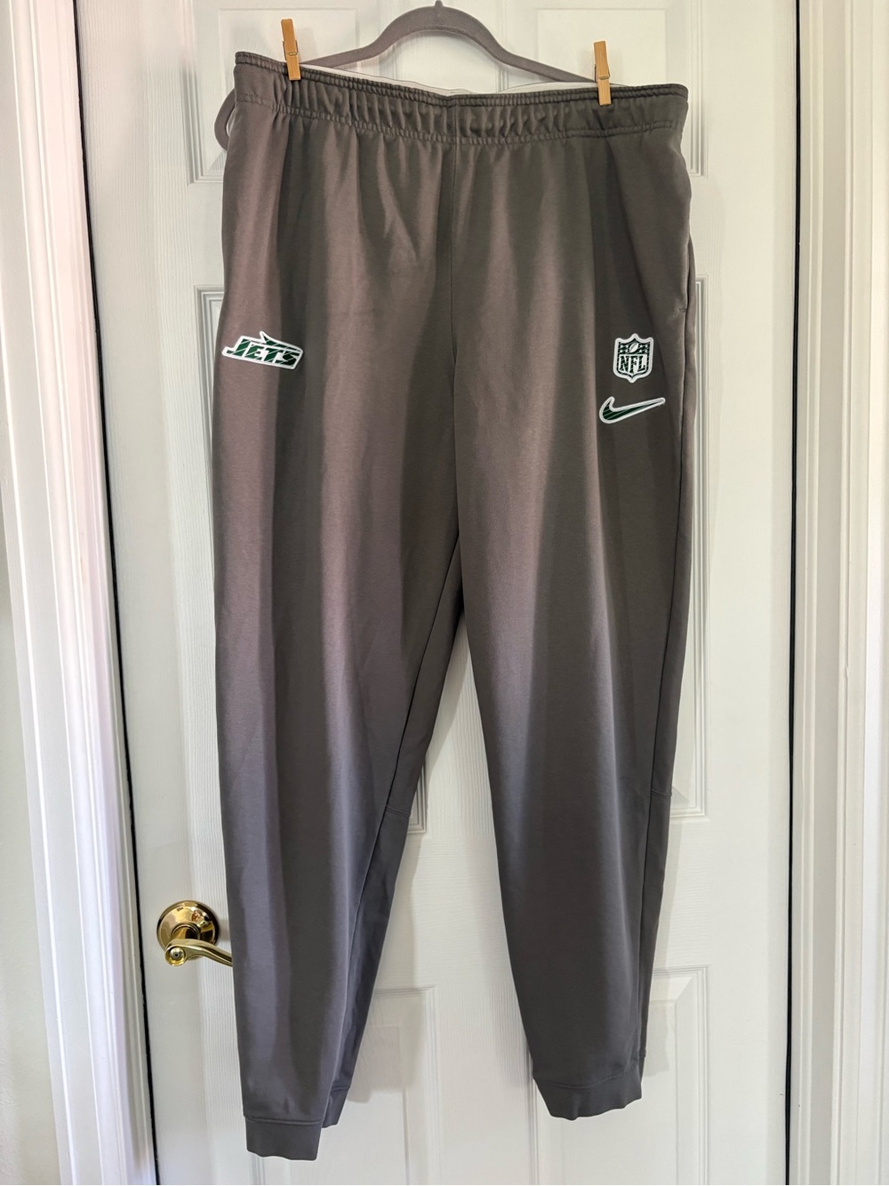 NFL NIKE DRI FIT OFFICIAL JETS ON FIELD SWEATPANTS MENS XL GRAY OFFICIAL LOGOS